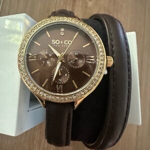 SO &CO Wrap Around Leather Watch New